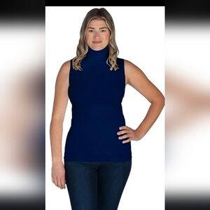 Skinnytees  Navy Sleeveless Mock Turtleneck Tank Top Nwot